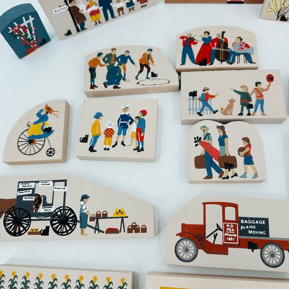 Cats Meow Village Shelf Sitters 80s 90s Faline People Horse & Buggy Train Lot - Picture 7 of 7